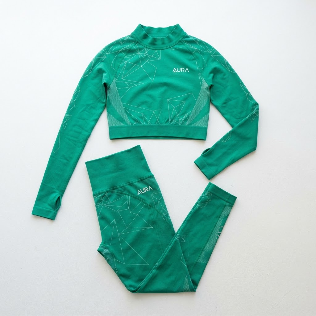 Teen Girl Leggings Two Piece Outfit - Emerald Green