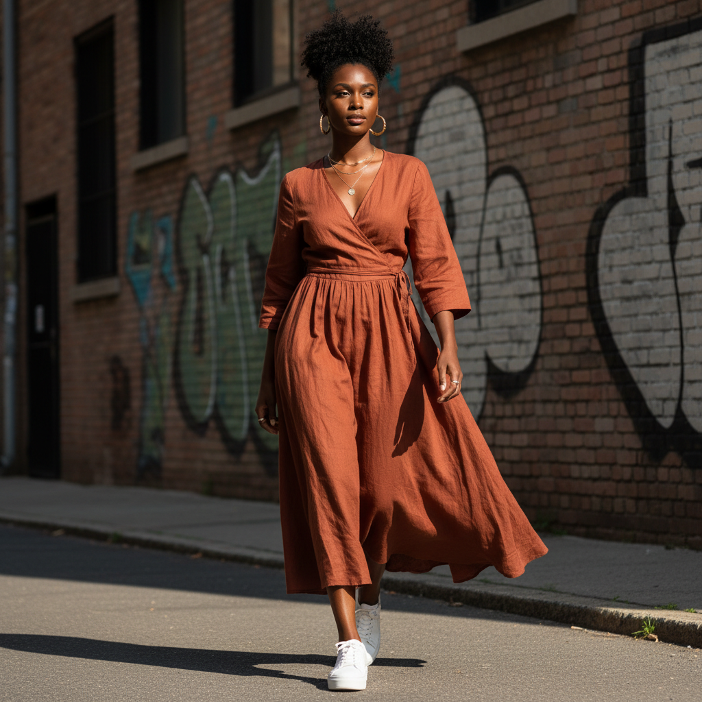 Linen Wrap Dress