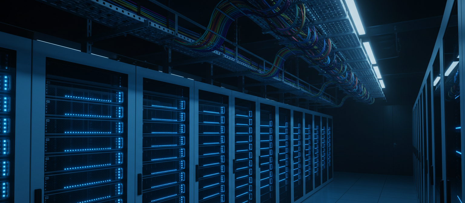 Data center with server racks