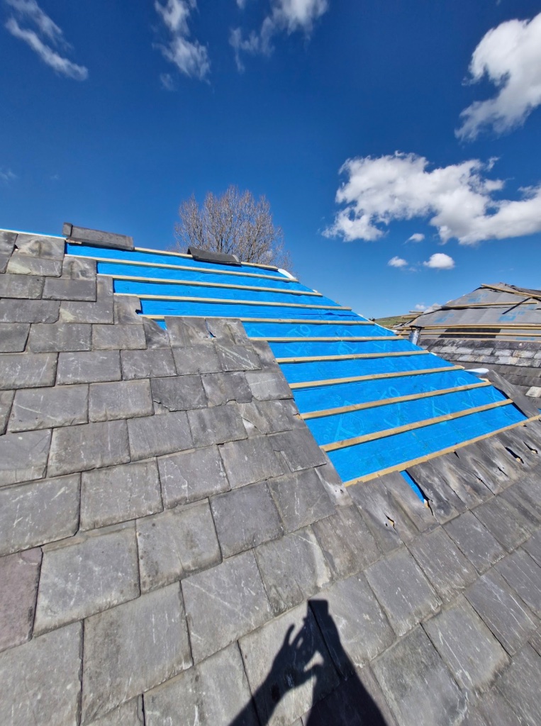 New membrane and battens exposed