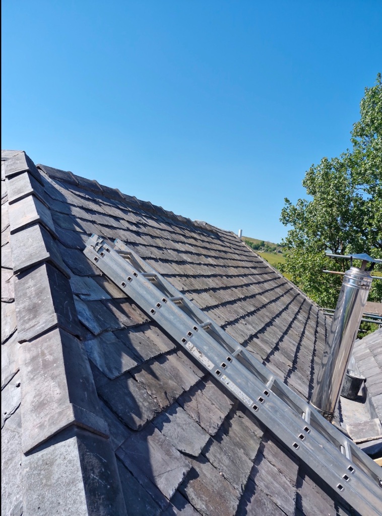 Slate Roof with Roof Ladder