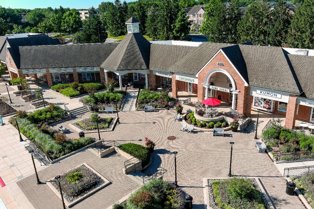 Aerial view of Dorsey Hall shopping center