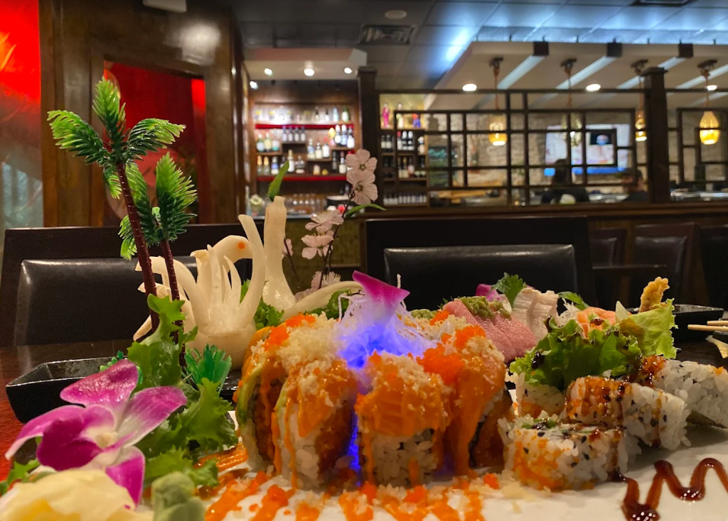 Cinematic sushi preparation with warm lighting