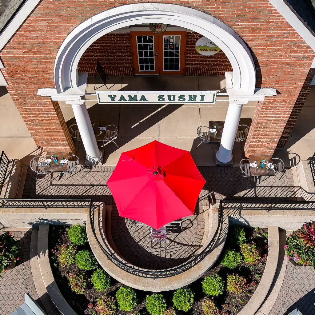 Overhead view of Yama Sushi patio