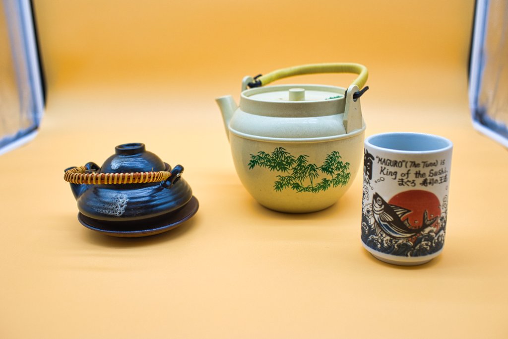 Traditional Japanese tea set display
