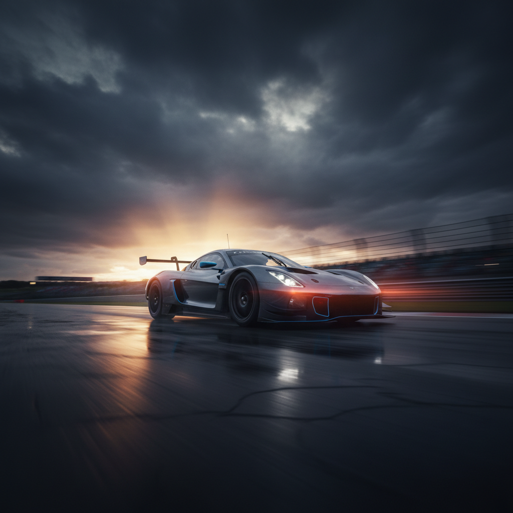 Sim racing car on track
