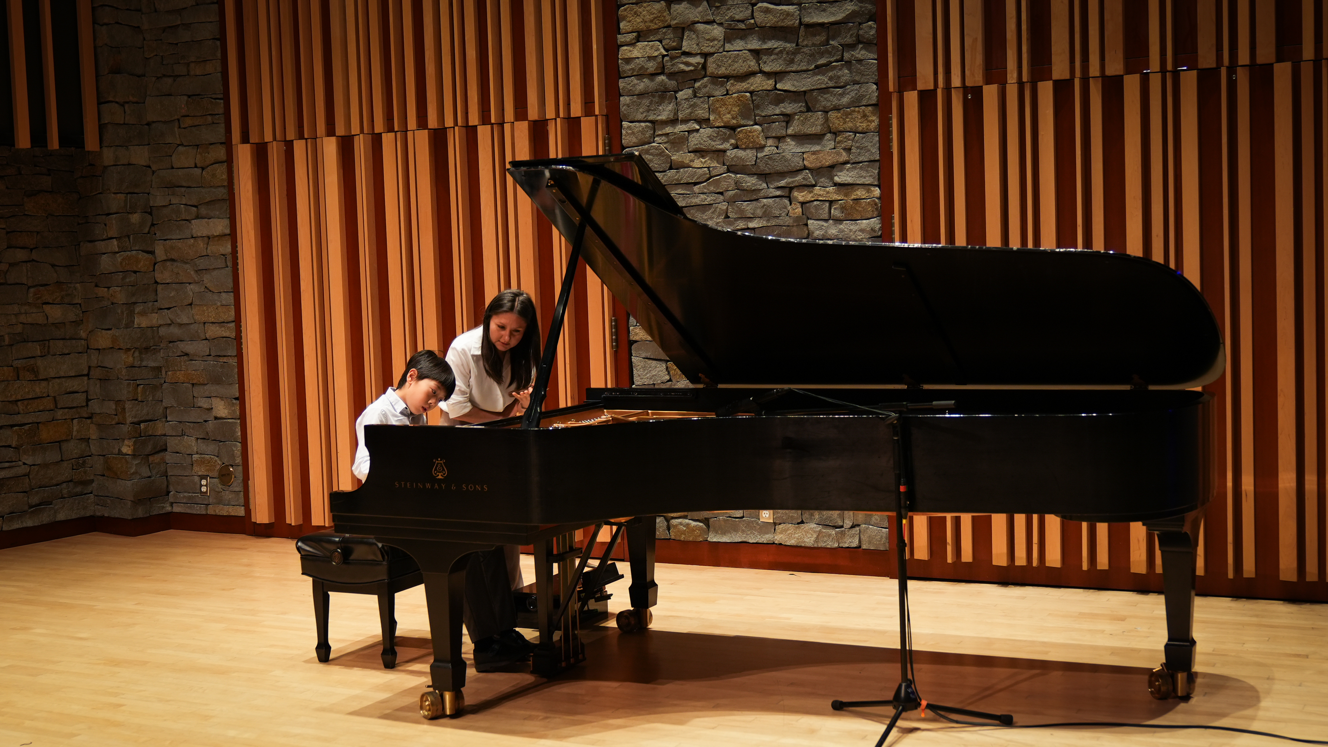 Young student at piano