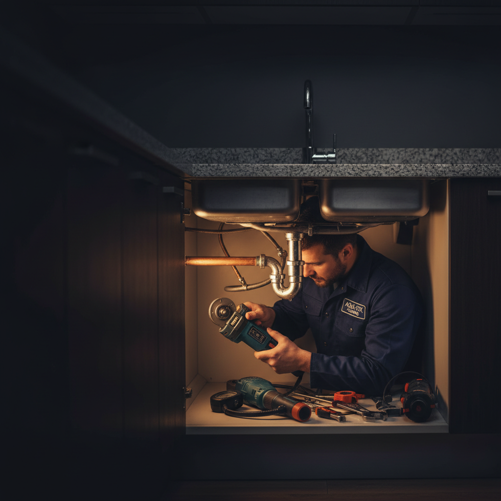 Plumber working with AI technology