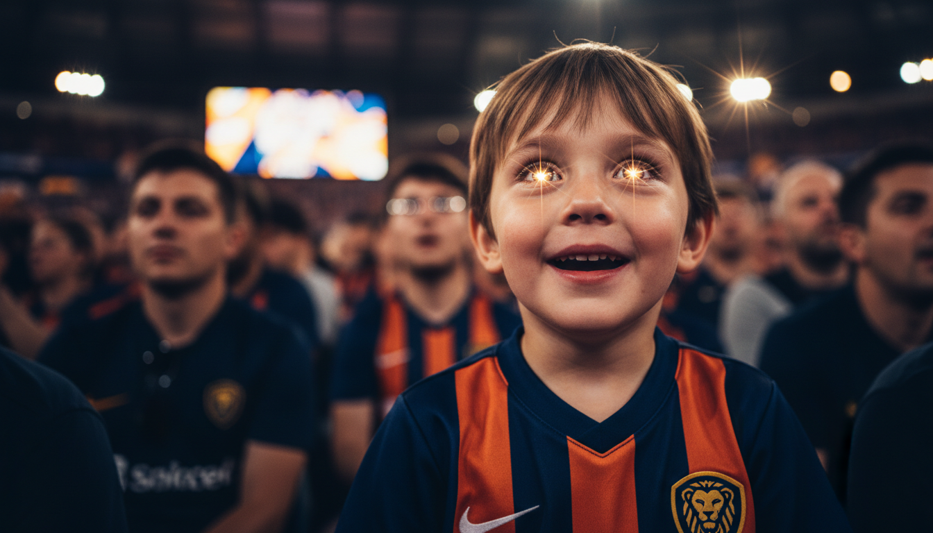 Child in awe at a stadium