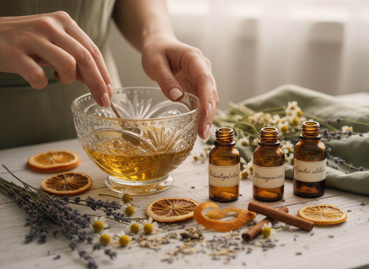 Hands blending custom scents