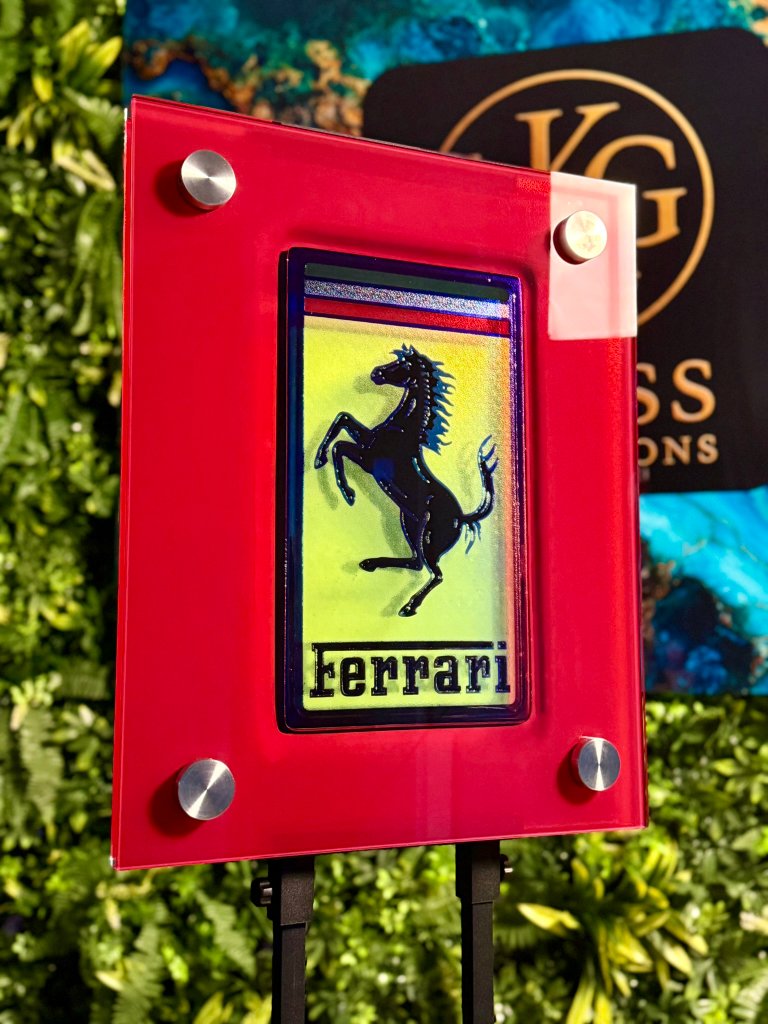 Ferrari floating glass artwork