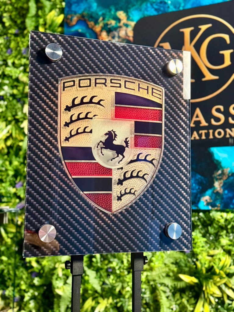 Porsche carbon glass artwork close-up