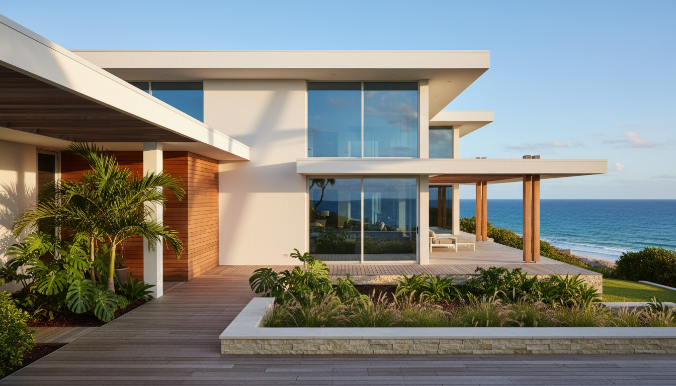 Modern Queensland residential home at golden hour