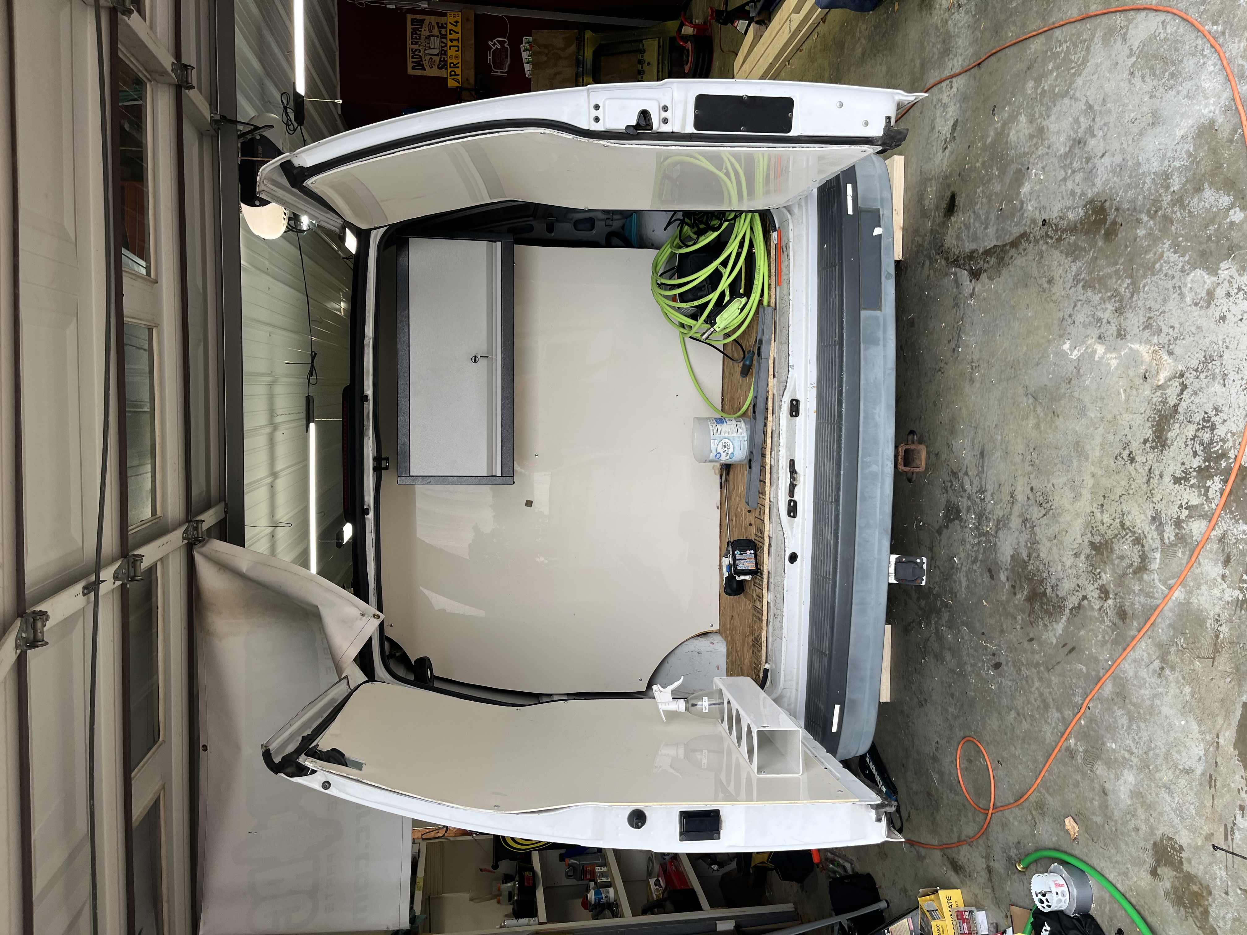 Rear interior of the new detailing van setup