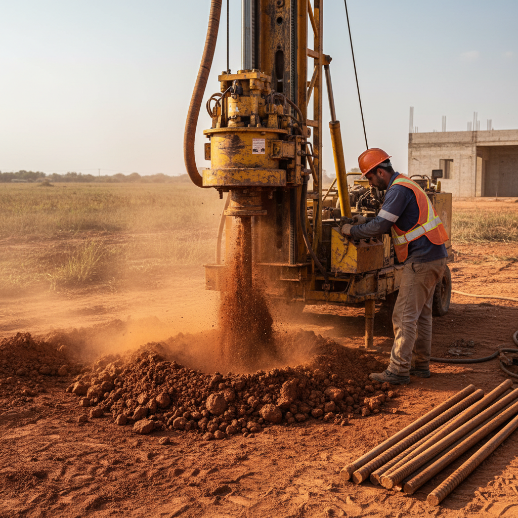 Equipamento de sondagem SPT em operação