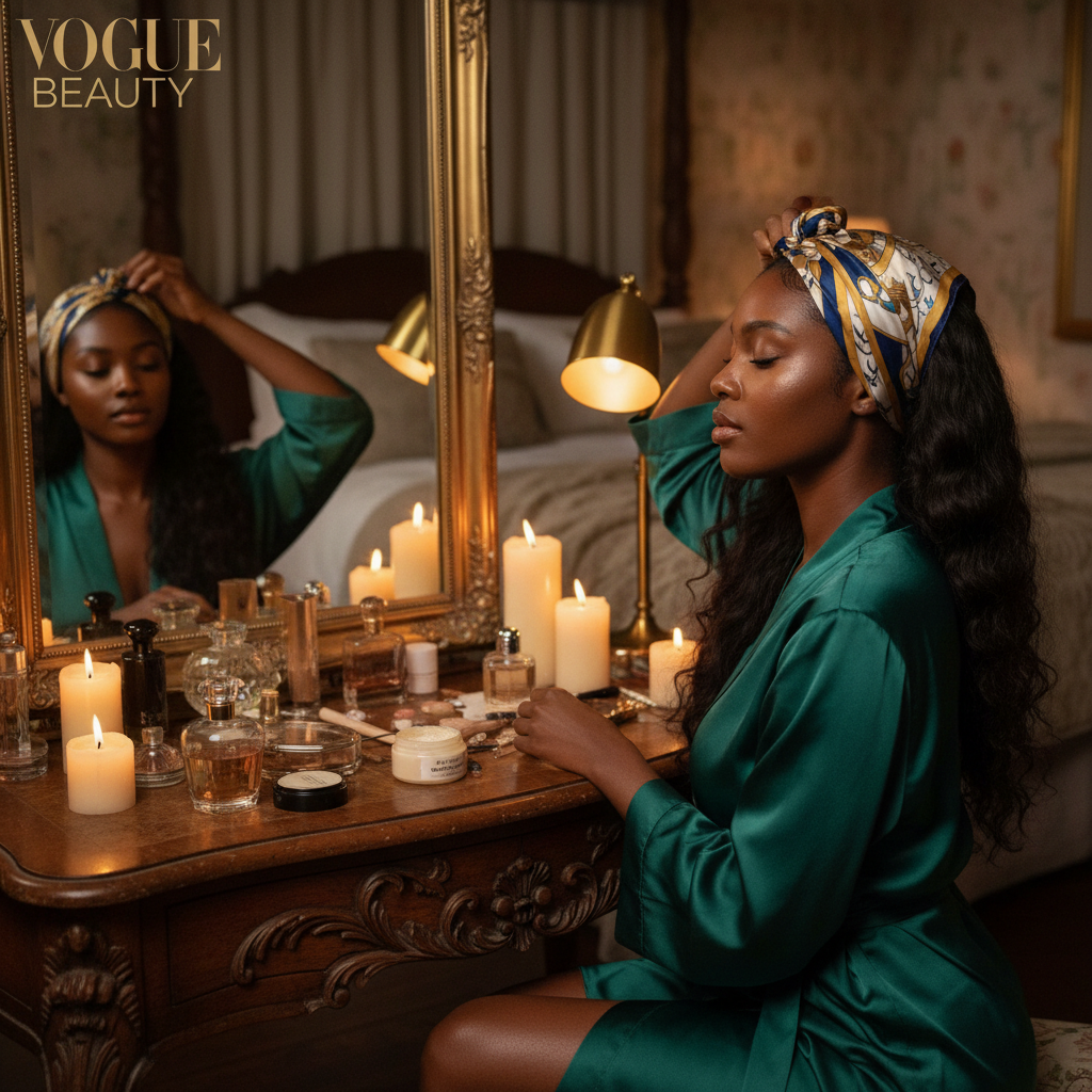 The Luxury Scalp Ritual — Black woman, luxury hair editorial