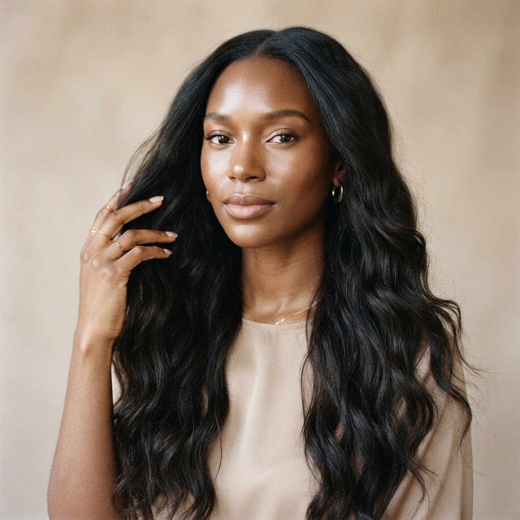 Why Hair Quality Is About Time, Not Appearance — Black woman, luxury hair, editorial quality