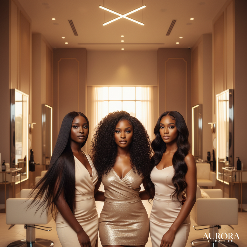 Group of beautiful Black women with diverse luxury hair styles