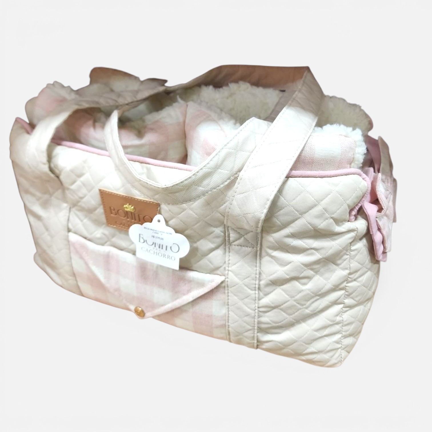 Bolsa Passeio Classic Xadrez Rose - U