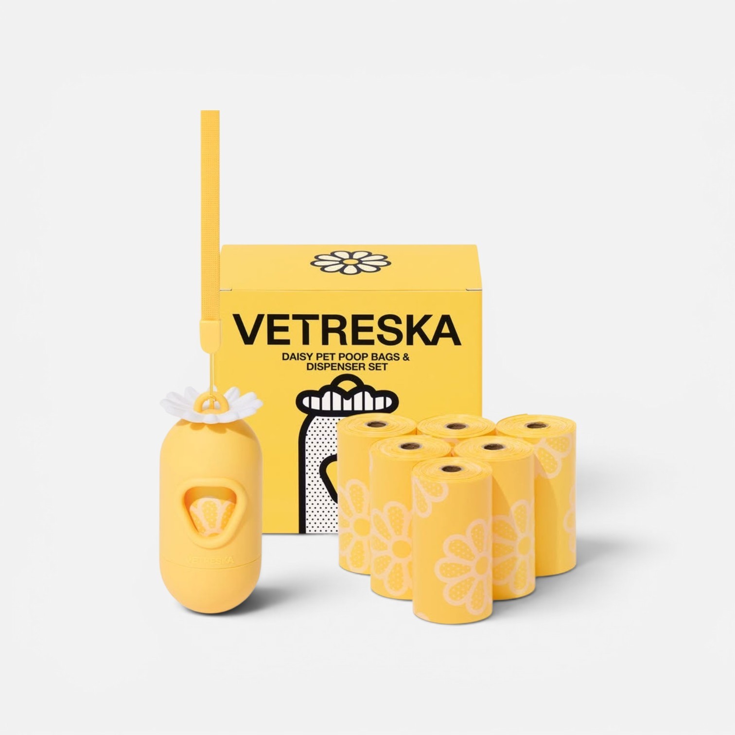 VETRESKA Daisy Pet Poop Bags & Dispenser (1 Dispenser + 1 Roll)