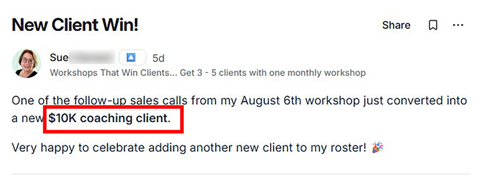 Sue — booked calls result