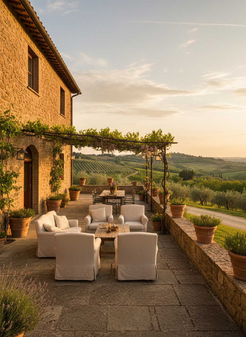 Pietra Campana — authentic Umbrian countryside property with panoramic valley views, warm stone walls and welcoming terrace