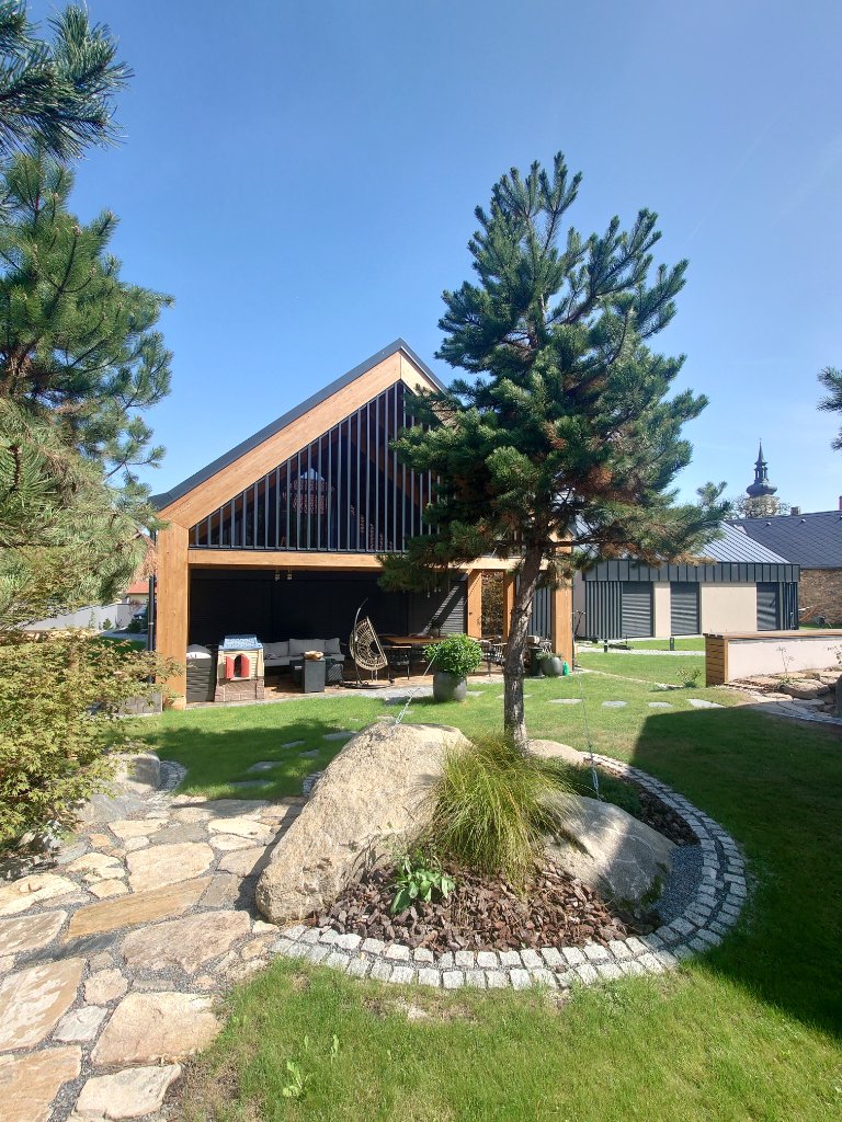 Barn Villa Votice — Garden with Rocks & Pines II