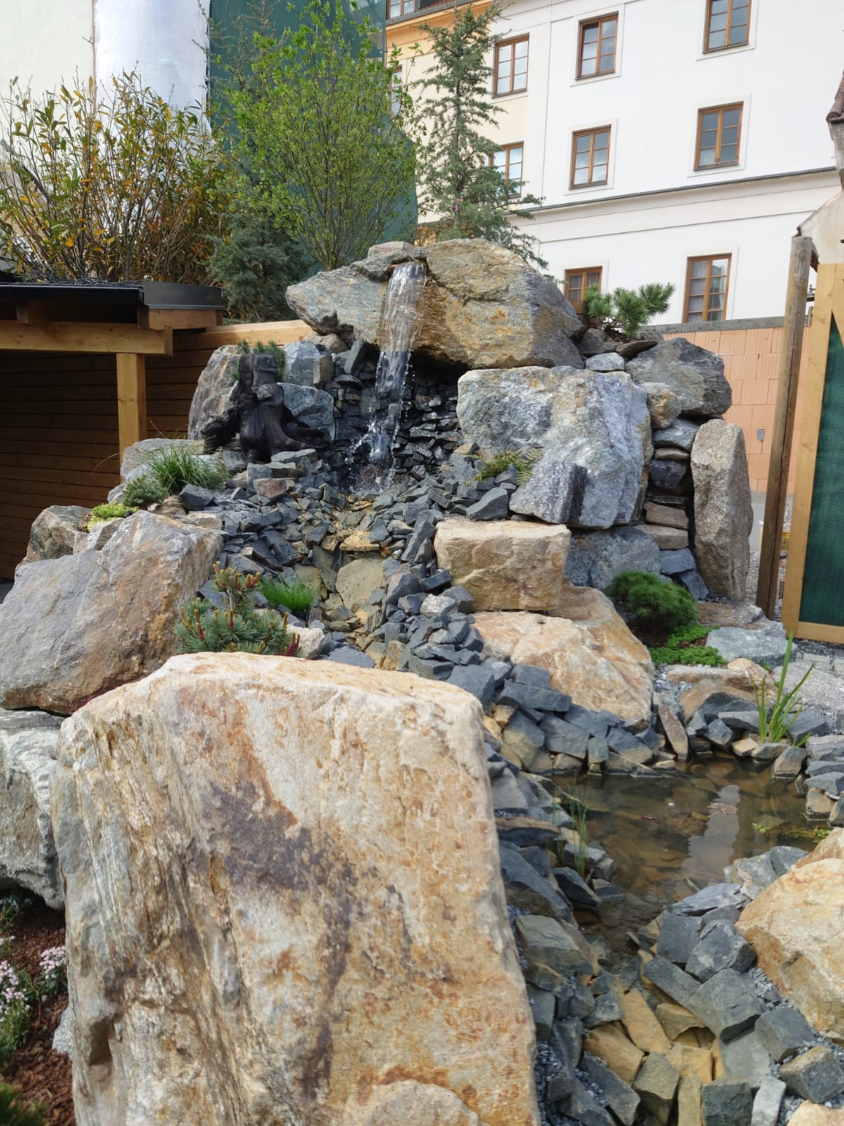Barn Villa Votice — Garden Rock Waterfall
