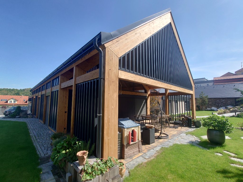 Barn Villa Votice — Barn Exterior & Garden Lounge