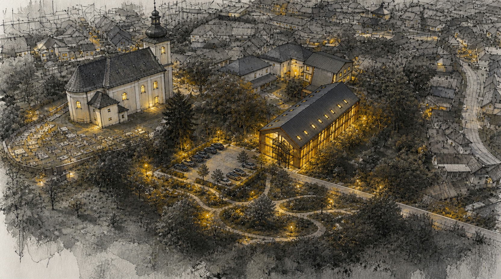 Dům s pečovatelskou službou Osvětimany — Sketch Dusk II