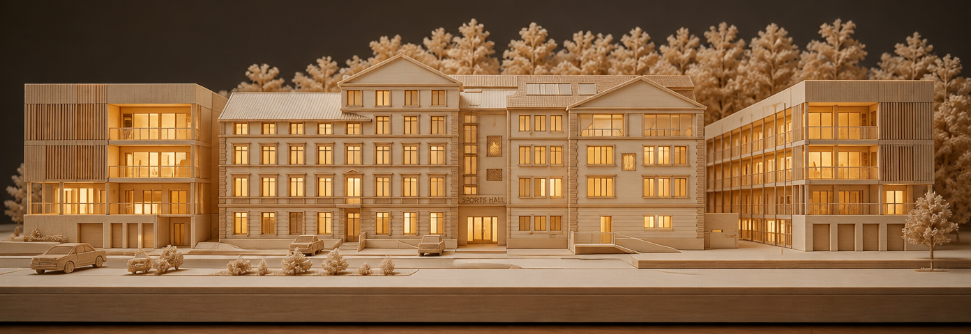 Středoškolský Campus Planá — Model: Sportovní hala