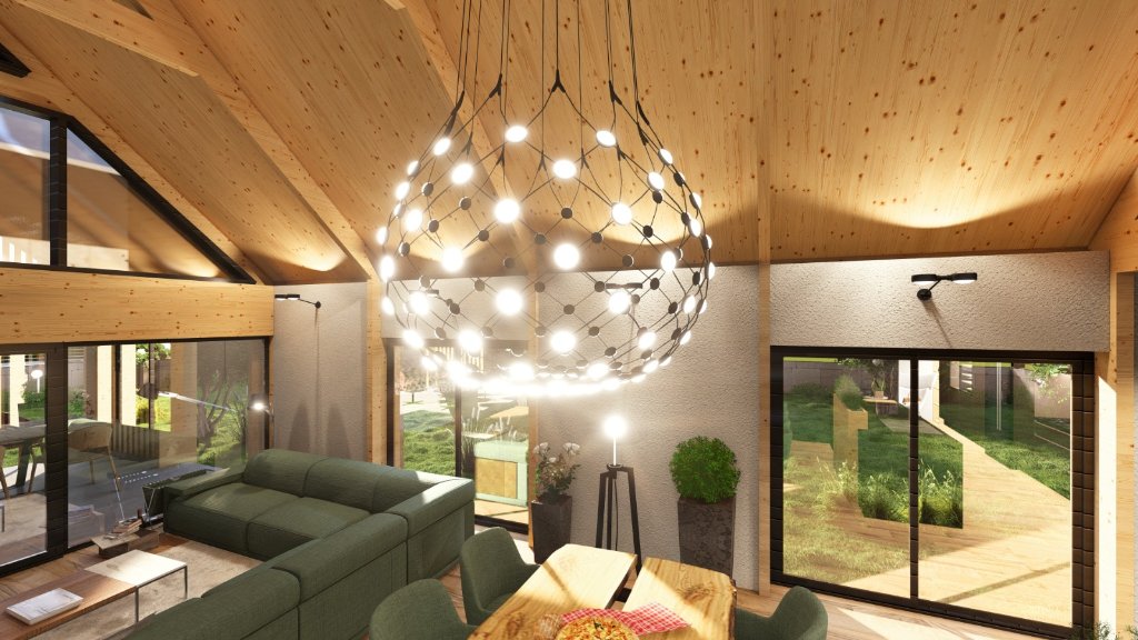 Barn Villa Votice — Living Room Chandelier