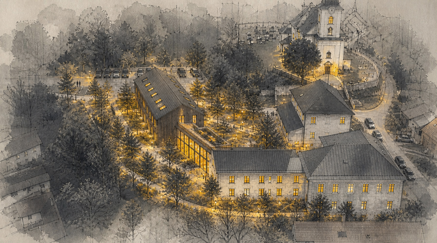 Dům s pečovatelskou službou Osvětimany — Watercolor Site Plan