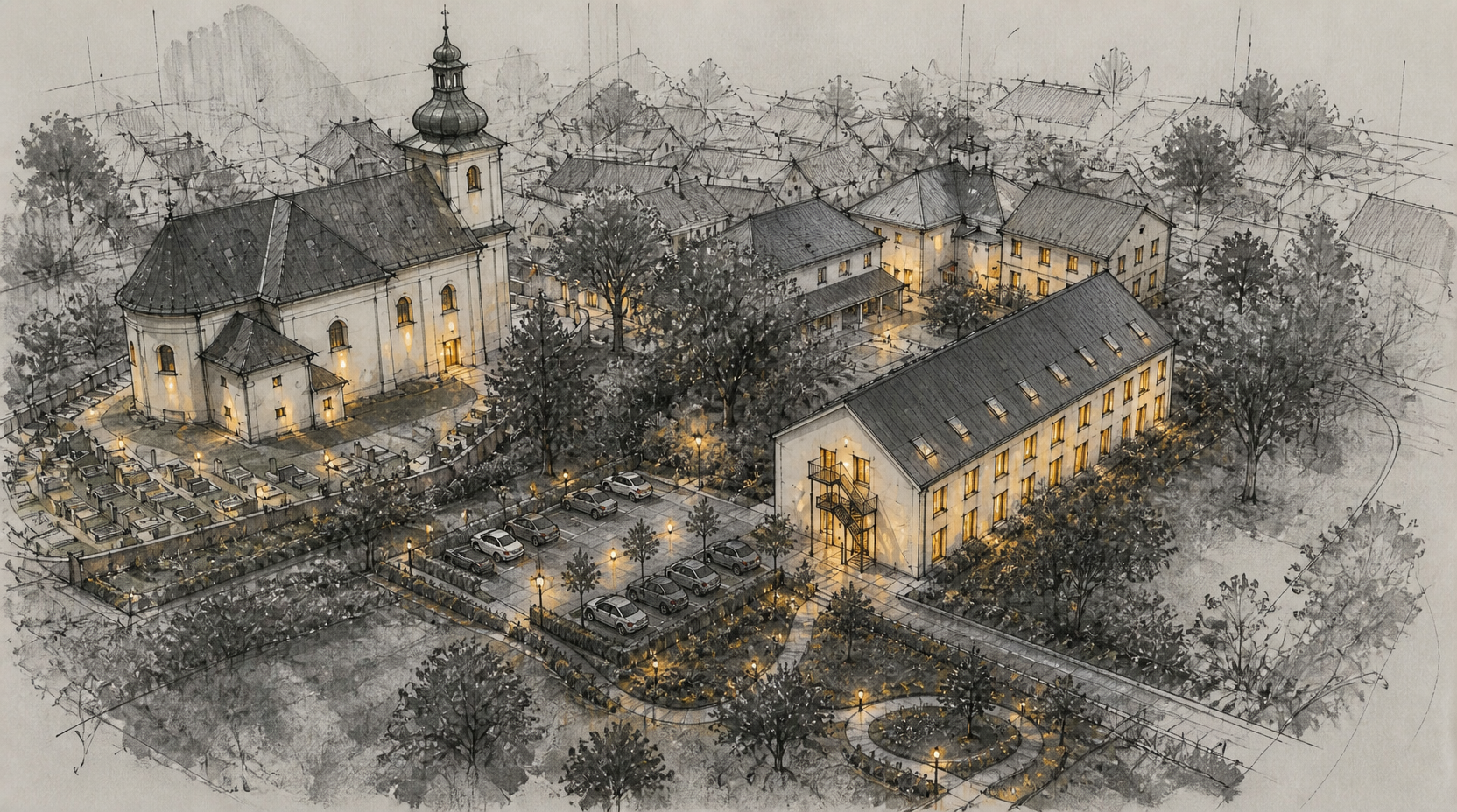 Dům s pečovatelskou službou Osvětimany — Sketch Dusk I