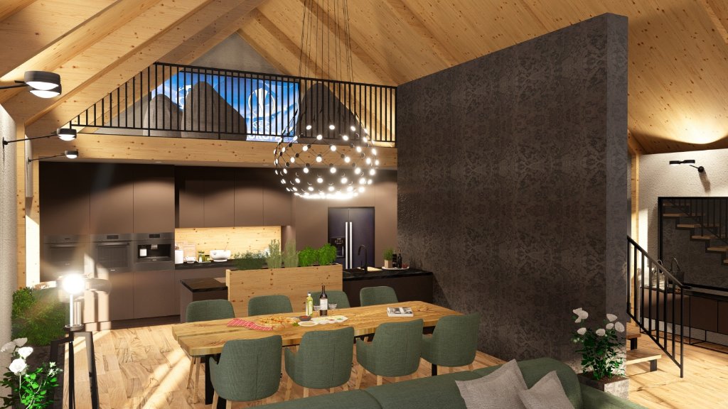 Barn Villa Votice — Kitchen & Mezzanine