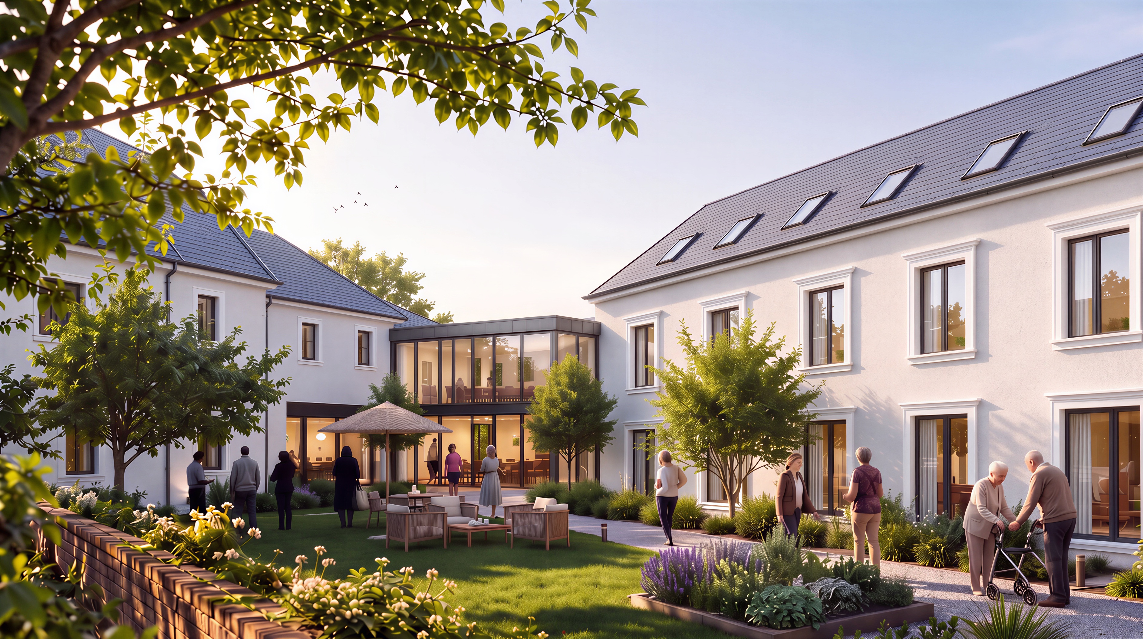 Dům s pečovatelskou službou Osvětimany — Courtyard Golden Hour