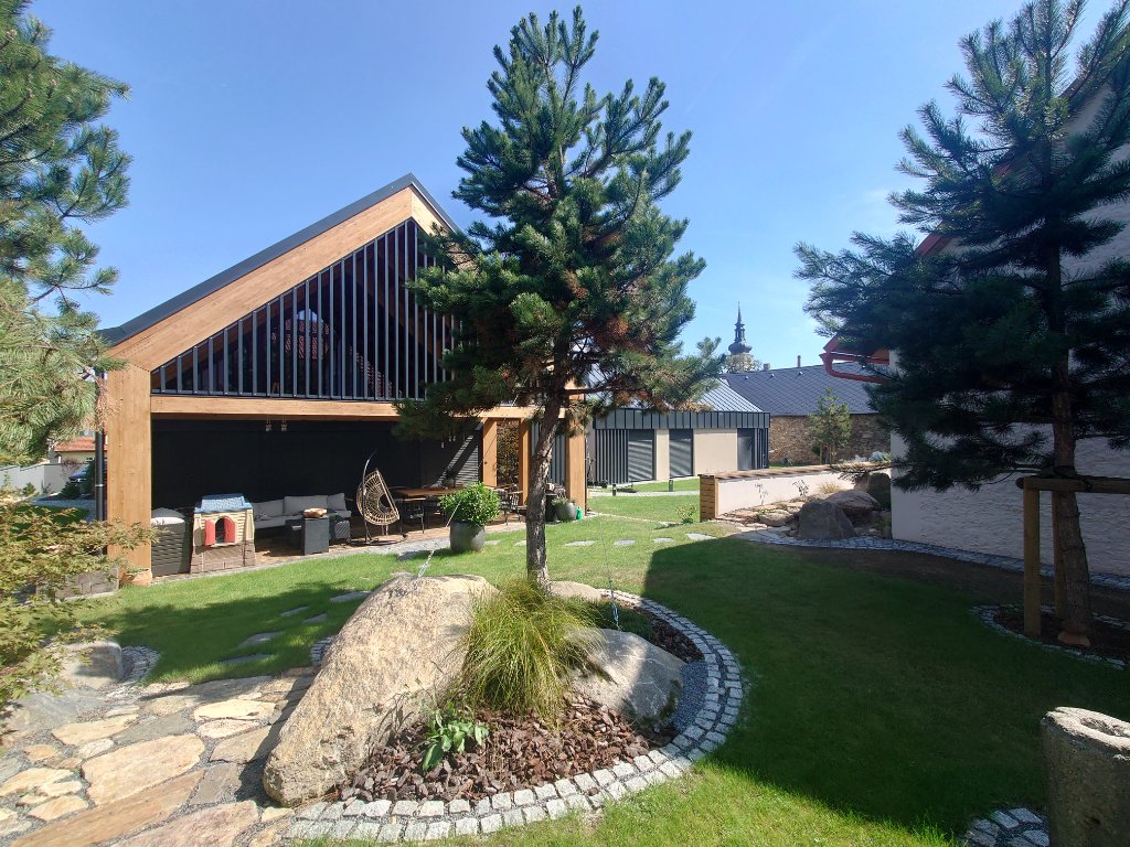 Barn Villa Votice — Garden with Rocks & Pines I
