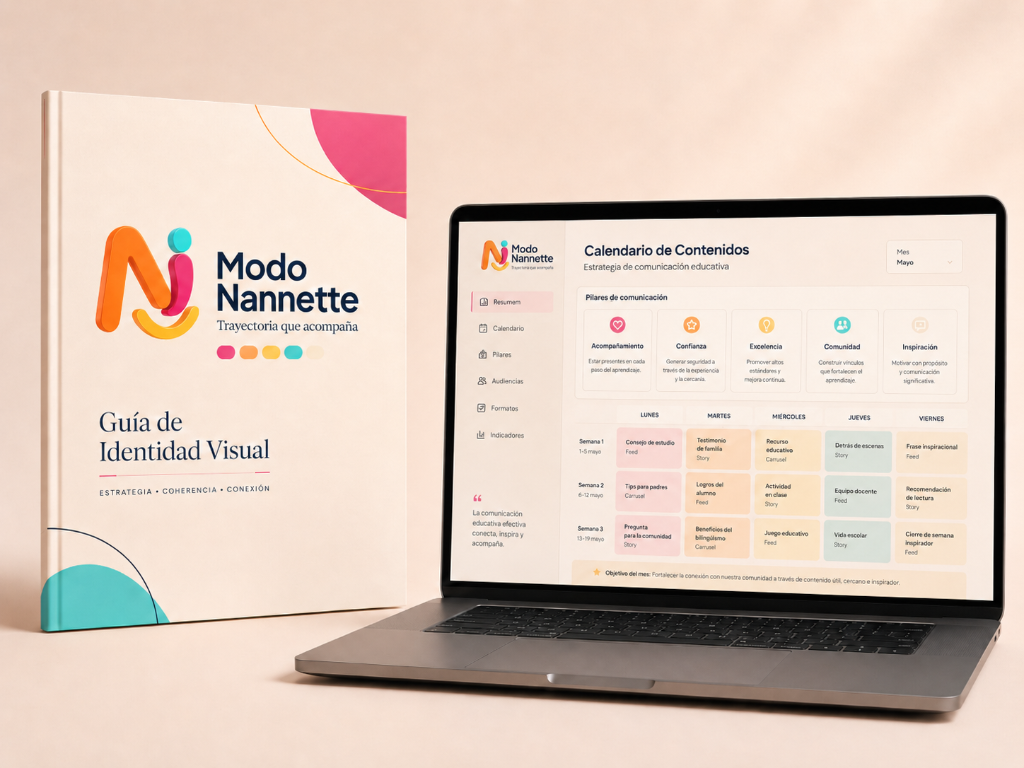 Mockup de entregables de Estrategia Digital Modo Nannette