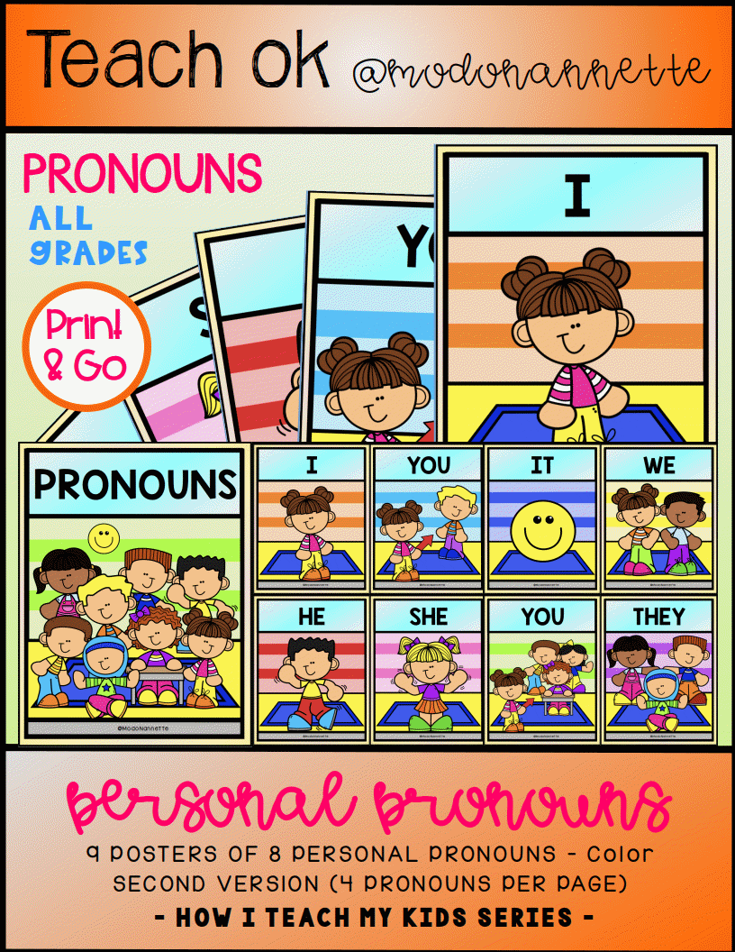 Personal Pronouns Posters — pósters de pronombres.
