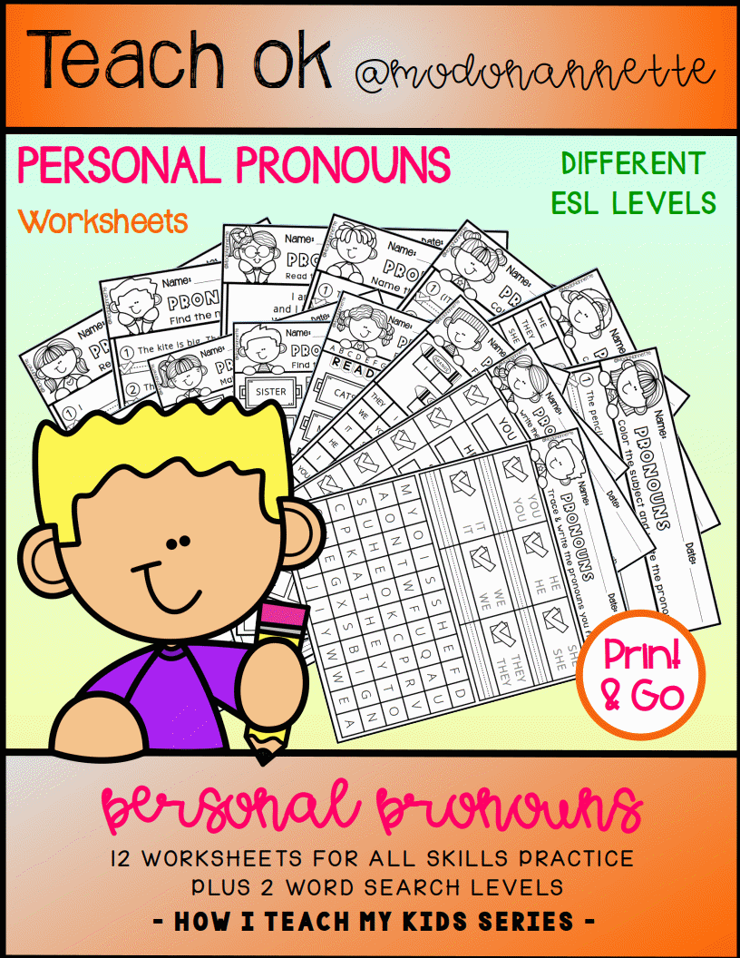 Personal Pronouns Worksheets — fichas de pronombres.