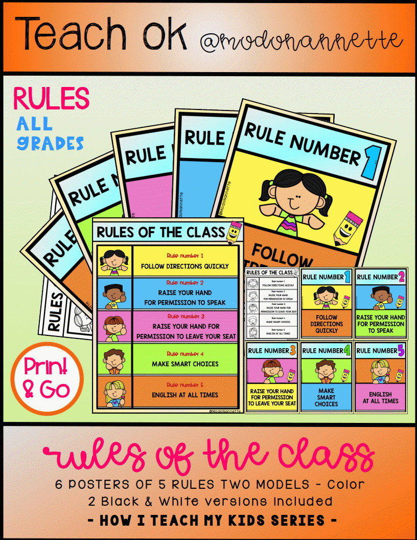 Rules of the Class — póster de normas del aula.
