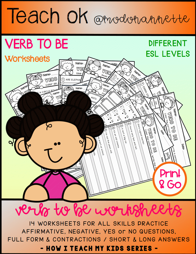 Verb To Be Worksheets — fichas del verbo to be.