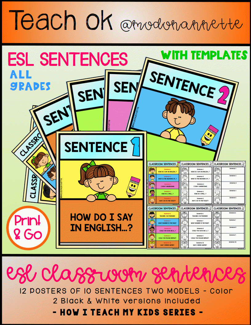 ESL Classroom Sentences — frases para el aula de inglés.