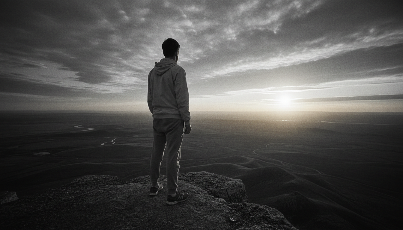 Athlete looking toward the horizon