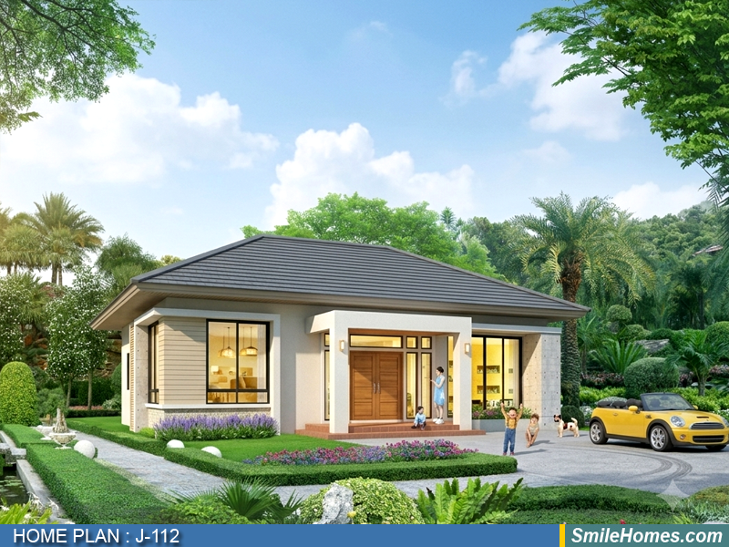 แบบบ้าน แบบบ้านชั้นเดียว J-112 - Contemporary 1 ชั้น 128 ตร.ม.