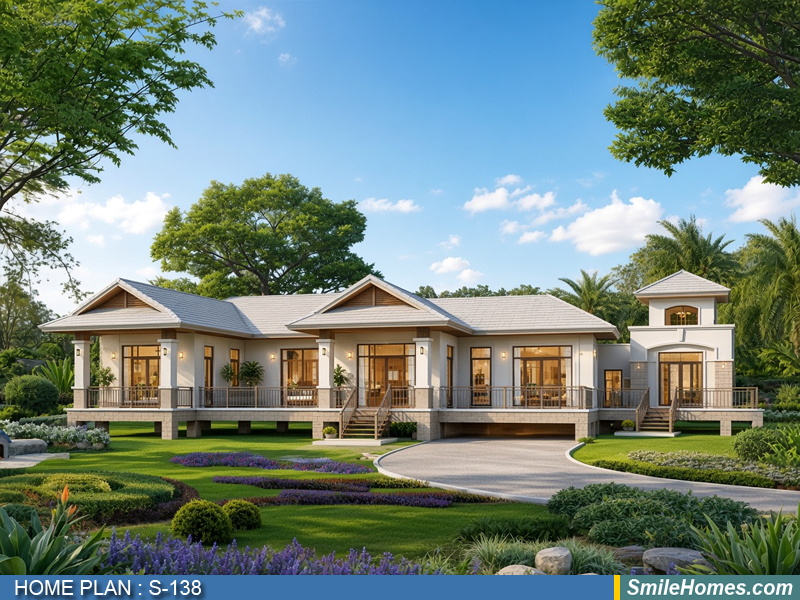 แบบบ้าน แบบบ้านชั้นเดียว S-138 - Modern Thai 1 ชั้น 382 ตร.ม.