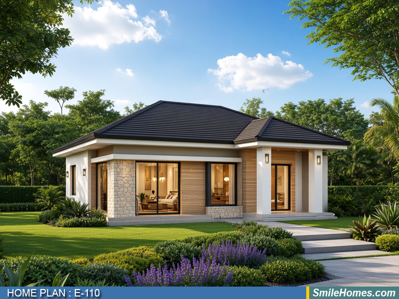 แบบบ้าน แบบบ้านชั้นเดียว E-110 - Modern Contemporary 1 ชั้น 125 ตร.ม.