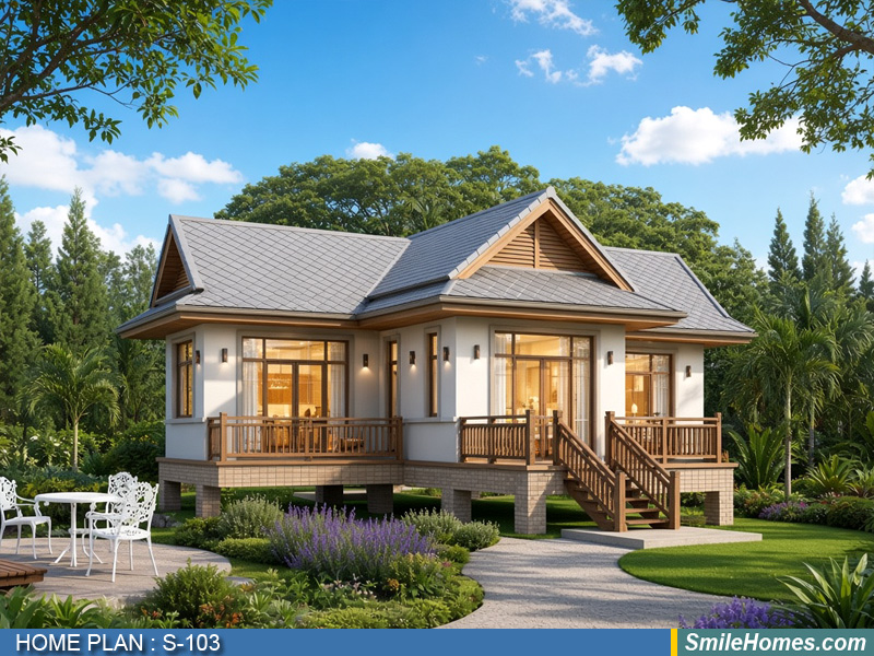 แบบบ้าน แบบบ้านชั้นเดียว S-103 - Modern Thai 1 ชั้น 82 ตร.ม.