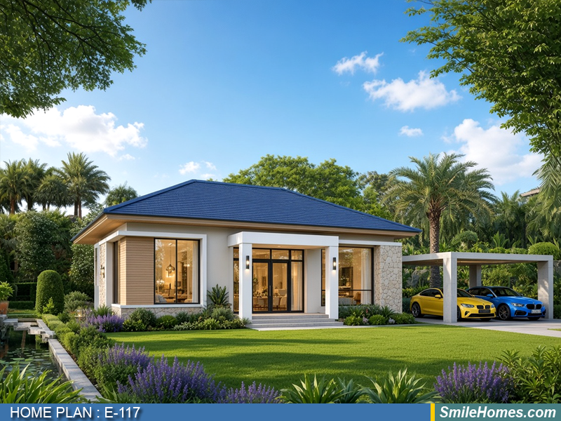 แบบบ้าน แบบบ้านชั้นเดียว E-117 - Modern Contemporary 1 ชั้น 174 ตร.ม.
