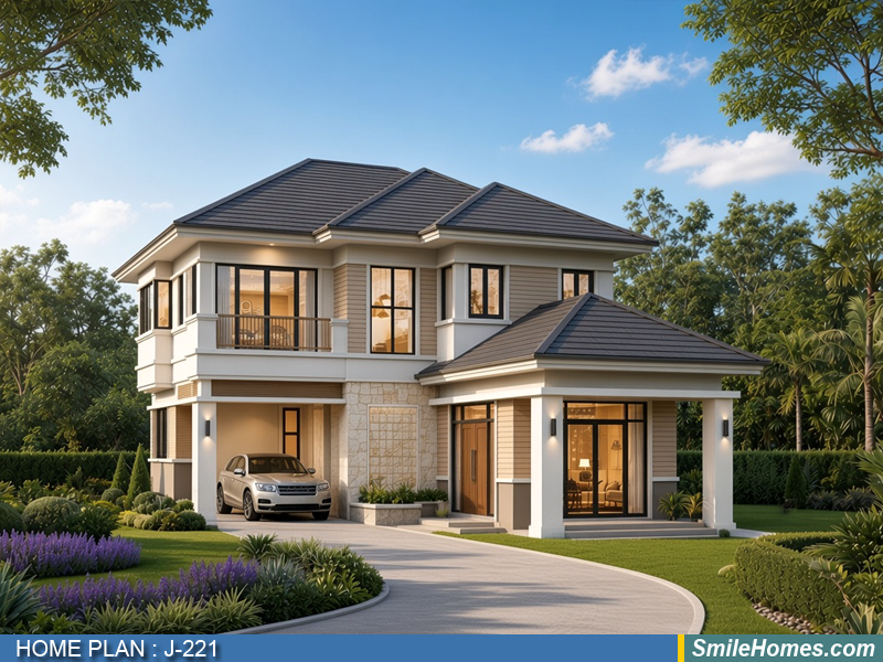 แบบบ้าน แบบบ้าน 2 ชั้น J-221 - Contemporary 2 ชั้น 210 ตร.ม.